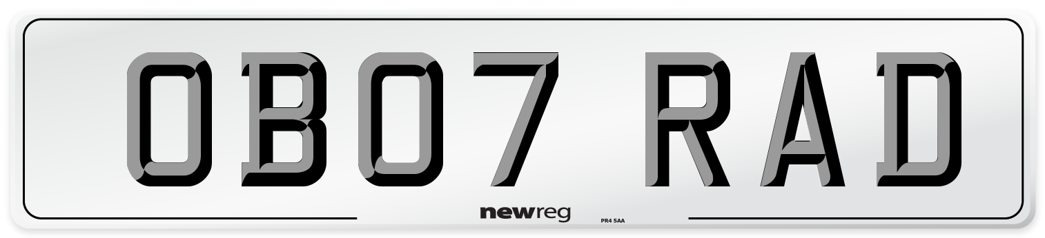 OB07 RAD Number Plate from New Reg